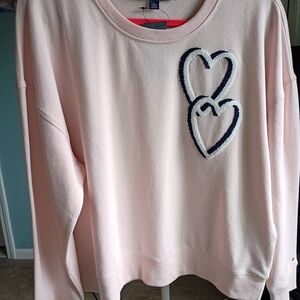 Light Pink Heart Appliqué Sweatshirt
